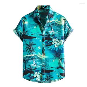 Camicie casual da uomo Moda Piante tropicali Camicia hawaiana Estate Stampa 3d Maniche corte Top Beach Party Street Risvolto Abiti maschili