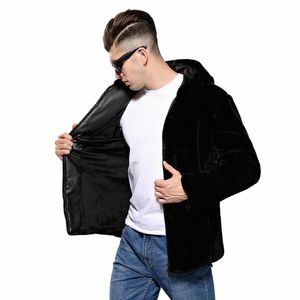 Cappotto di visone allentato ispessito da uomo nuovo autunno e inverno Cappotto di pelliccia sintetica casual Fi A26U #