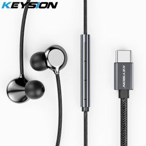 Kulaklıklar anahtar TypeC Seramik kablolu kulaklık Hifi Bas Stereo Müzik Kulaklıklar Samsung Xiaomi Huawei Oppo için MIC USB C Kulaklıklar