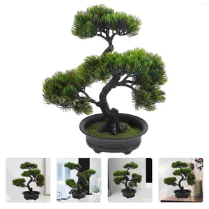 Decorative Flowers Artificial Potted Indoor Plants Desk Decorations Pine Wood Fake Home Outdoor Decoration Realistic Abs Bonsai Tree