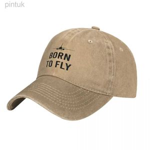 Bollmössor Pilot Baseball Cap Born To Fly Tennis Skate Wholesale Washed Trucker Hat Men Women Y2K Söta anpassade baseballmössor 24327