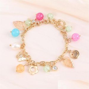 Charm Bracelets Makersland Beads Charms Bracelet For Women Chains Jewelry Gifts Wholesale Girl Butterfly Leaves Cross Pearl Face Drop Otdsf