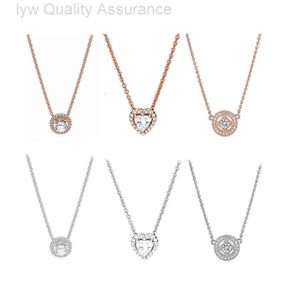 Designer pandoras necklace Pan Family Silver Plated Copper Charm Female Personality Collarbone Chain Sparkling Heart Shaped Round Diy Accessories Basic Chain Nec