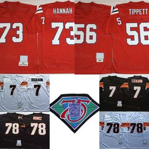 1989 1988 Retro Foobtall 7 Boomer Esion Jersey 78 Anthony Munoz 1984 Vintage 73 John Hannah 56 Andre Tippett 75. Yıldönümü Kırmızı Siyah Beyaz Adam Vintage Forma