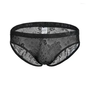 Underpants Sexy Briefs Homens Transparentes Mens Underwear Penis Bolsa Lace Calcinha Sem Emenda Gay Lingerie Respirável Cintura Baixa Preto Vermelho XL XXL