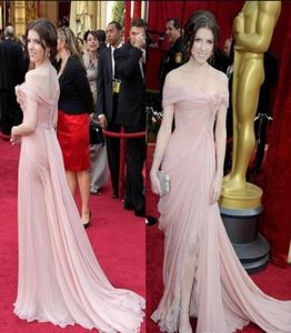 Pink Elie Saab Evening Dresses Celebrity Gowns Off Shoulder Chiffon Lace Side Split Fomal Dress Flower Ruched Red Carpet Dresses B2366634