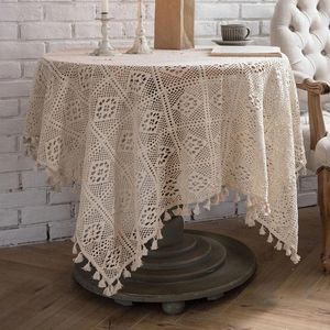 Table Cloth Bedroom Square Cotton Tablecloth Tea Party Handmade Crochet Cover Balcony Corridor Pastoral Ound Piano