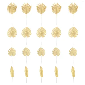 Decorative Flowers 20 Pcs Gold Decor Flower Arrangement Supplies Party Home Decoration Artificial Leaves Picks Simulation Branch Banquet