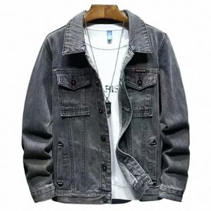 jeans Coat for Men Biker Gray Denim Jackets Man Wide Shoulders Motorcycle Menswear Branded Fi Winter Outerwear Casual Y2k G S437#