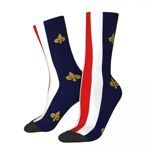 Мужские носки зимние теплые сумасшедший дизайн для женщин и мужчин Флер де Лис флаг Франции нескользящий футбол