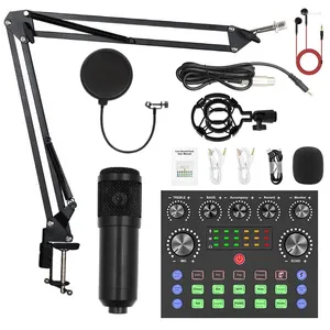 Mikrofonlar BM800 Mikrofon ve Ses Kartı Akıllı Telefon Live karaoke oyunu için tam set