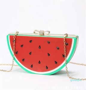 Acrylic Women Evening Bag Watermelon Lemon Orange Shape Chain Handbag Wedding Party Clutches Fashion2867297