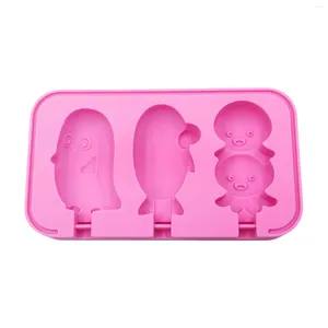 Baking Moulds Marine Animal Shape DIY Ice Popsicle Tray With Removable Lids Easy To Clean Stencil For Summer Home Kitchen Supplies