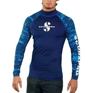 Men's Swimwear Mens Rash Guards Surfing Diving Swimwear Swimming Tight T-shirt New Beach UV Protection Swimsuit Long Sleeve Surf Suit Rashguard 24327