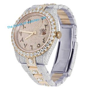 Relógio de marca de luxo personalizado 18k ouro VVS moissanite diamante esqueleto relógios mecânicos