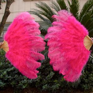 Decorative Figurines 2pcs/lot Natural Ostrich Feathers Fans Folding 13 Bone High Quality Plumes Hand Held Crafts Carnival Stage Show Dance