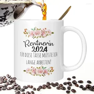 Canecas Caneca de aposentadoria feliz cerâmica com alça xícara de café floral para ir embora adeus colegas de trabalho