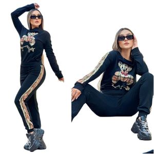 Women Dwuczęściowe spodnie Fall Designer Tracksuits Plus Size Woman Set Top and Women Tracksuit Ubrania Casual 2 sztuki strój sportowy otcfs