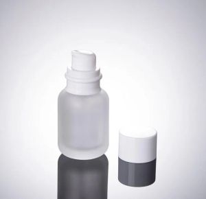 wholesale 50ML Frost Glass Cosmetic Bottles Lotion Bottles 50CC Glass press Bottle white Cap Empty Bottle SN905 ZZ