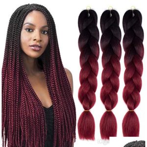 Synthetic Hair Extensions Ombre Xpression Braiding Two Three Tone Jumbo Box Cloghet Braid 100 Expression Braids 24 Inch Over 40 Drop D Dhypf
