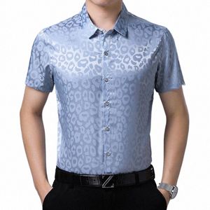 Camisa de seda masculina de chegada Camisa de seda de verão Casual Roupos de seda listrada masculino curto cetim de seda DR de camisa grátis M5Zi#