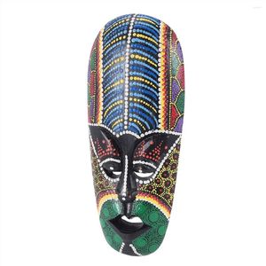 Decorative Flowers Wooden Mask Wall Hanging Solid Wood Carving Painted Decor Bar Home Decorations African Totem Crafts A