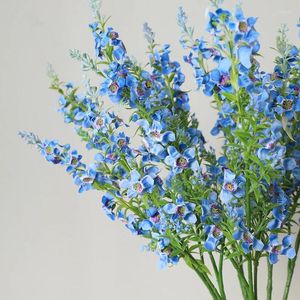 装飾的な花人工3フォークミントブーケ74cmの長さの偽の花のための偽の花