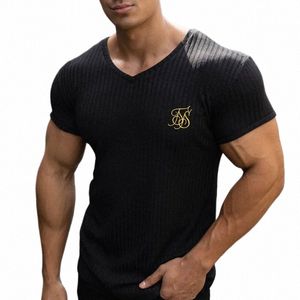 2023 Ny Sik Silk T-shirt Men Summer Short Sleeve Compri T Shirt Mesh Topps Tee Man Clothing Fi Sports T-shirts Z5MB#