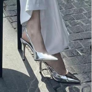 Shoes Dress 302 Women Comfortable Pumps 2024 Fashion Sier High Heels Pointed Toe Sandalias Sexy Thin Slip-on Office Commute 5