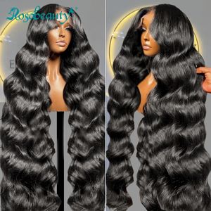 Rosabeauty Body Wave HD LACE WIG 13x6ヒューマンヘアウィッグ40インチ250密度13x4女性用のフロント透明なglowels水波240314