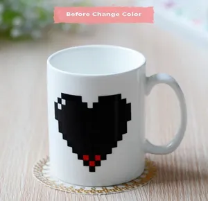 Mugs Heat Pixel Magic Temperature Changing Cup Color Sensitive Handgrip Coffee Tea Milk Love Gifts