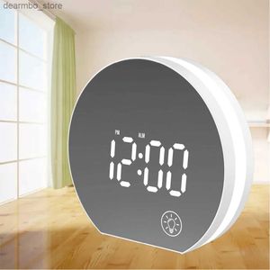 Orologi da tavolo da scrivania Alimentati tramite USB Specchio digitale a LED da scrivania Snooze Sveglia Bianco con calendario Termometro elettronico Lampada da tavolo Orologio da tavolo24327