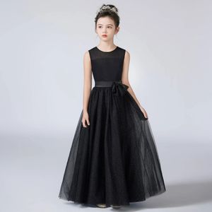 Dideyttawl 2024 Tulle lucido Abiti da damigella d'onore junior Senza maniche Flower Girl Per Matrimonio O Collo Bambini Prima Comunione Adolescenti 240326