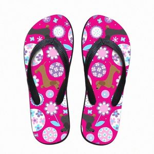 Slipare anpassade Dachshund Garden Party Brand Designer Casual Womens Home Slippers Flat Slipper Summer Fashion Flip Flops For Ladies Sandals 44Z2#