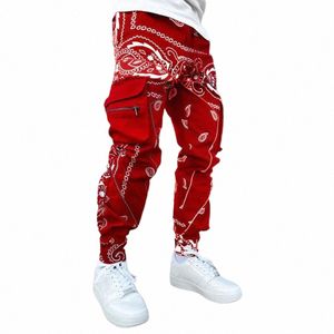 Paisley Cargo Pants Fi Men's Reflective Joggers Overdimensionerade streetwear Harajuku Hip Hop Jogger Pants Black Byxor Bottoms O5RJ#