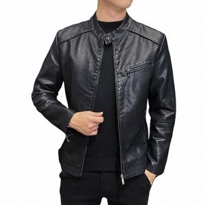 manlig ytterkläder 2023 män läderdräkt jacka män smal fit blazer kappa män fi läderjacka streetwear casual cyklist jackor s8ip#