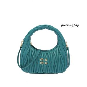 2024 Womens Luxury Miui Satchel Bags Hobo مع حزام الكتف Cleo Handbags أصلية قابض جلدية حقيبة مصممة للرجال حقيبة Crossbody