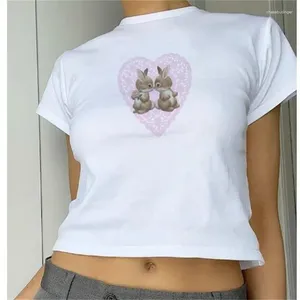 Camisetas femininas Camisetas fofas de Páscoa para mulheres Camiseta Y2K Graphic Baby Tees Egg Holiday Crop Tops