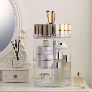 Storage Boxes Large-capacity Cosmetic Organizer Makeup With 360 Rotating Design Adjustable Layers For Vanity