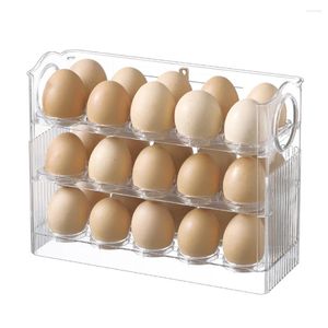 Storage Bottles 30 Grids Egg Container Stackable 3 Layers Vertical Organizer Fresh-Keeping Large Capacity For Refrigerator Side Door