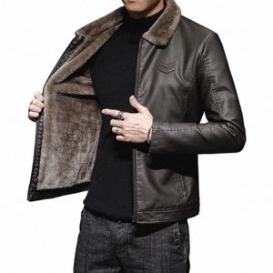 Yeni Kalın Deri Ceket Mens Kış Sonbahar Erkekler Ceket Fi Fix Fux Kürk Rüzgar Geçirmez Sıcak Ceket Erkek Marka Giysileri My156 I9VB#