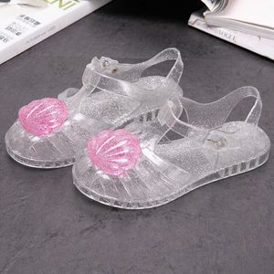 Barn sandaler flickor gladiator skor sommar bling flat strand barns skal kristall gelé sandal ungdom småbarn fotfäste rosa vita svarta icke-bran 15fs#