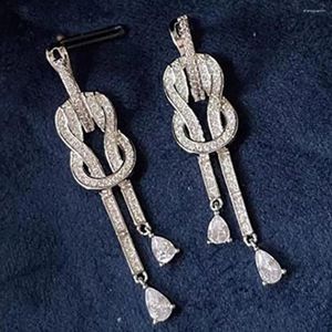Dangle Earrings Custom Solid 14K White Gold Women Drop Push Earring Back Tassels Moissanite Diamonds Wedding Engagement Anniversary