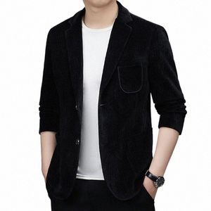 new Men's Fi Busin Slim Trend Solid Color Corduroy Fi Gentleman British Style Breathable Casual Handsome Blazer 76r3#