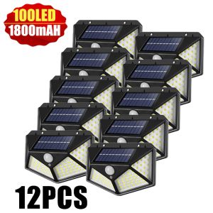 Dekoracje 100 LED Solar Wall Light Outdoor Solar Lampa Wodoodporna Motor Słoneczny Słoneczny światło słoneczne Światło uliczne do dekoracji ogrodu