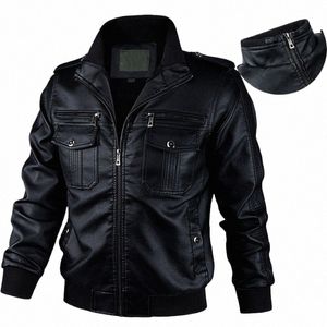 Fi Zip Up Motorcycle Skórzana kurtka Mężczyźni wiatrowej jesień zimowy płaszcz skórzany płaszcz skórzany kurtki dla mężczyzn czarna odzież 47pt#