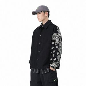 in the Early Autumn of 2022 New Students' Street Clothes Were Printed with Simple and Loose-fitting Fi Cott Pocket Jacket N9xZ#