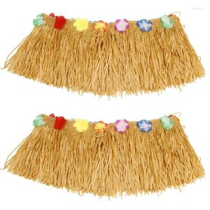 Gonna da tavolo 2X Hawaiian Luau Flower Grass Garden Wedding Party Beach Decor Khaki