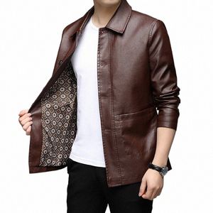 top Grade New Brand Designer Casual Fi Brown Faux Pu Fi Leather Jacket Men Biker Classic Coats Mens Clothing 2023 P7gg#