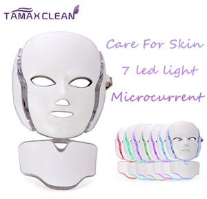 LM001 MOQ 1 шт. 7 светодиодных фонарей Pon Therapy Beauty PDT Machine Омоложение кожи Светодиодная маска для лица и шеи с микротоком для кожи wh2115980